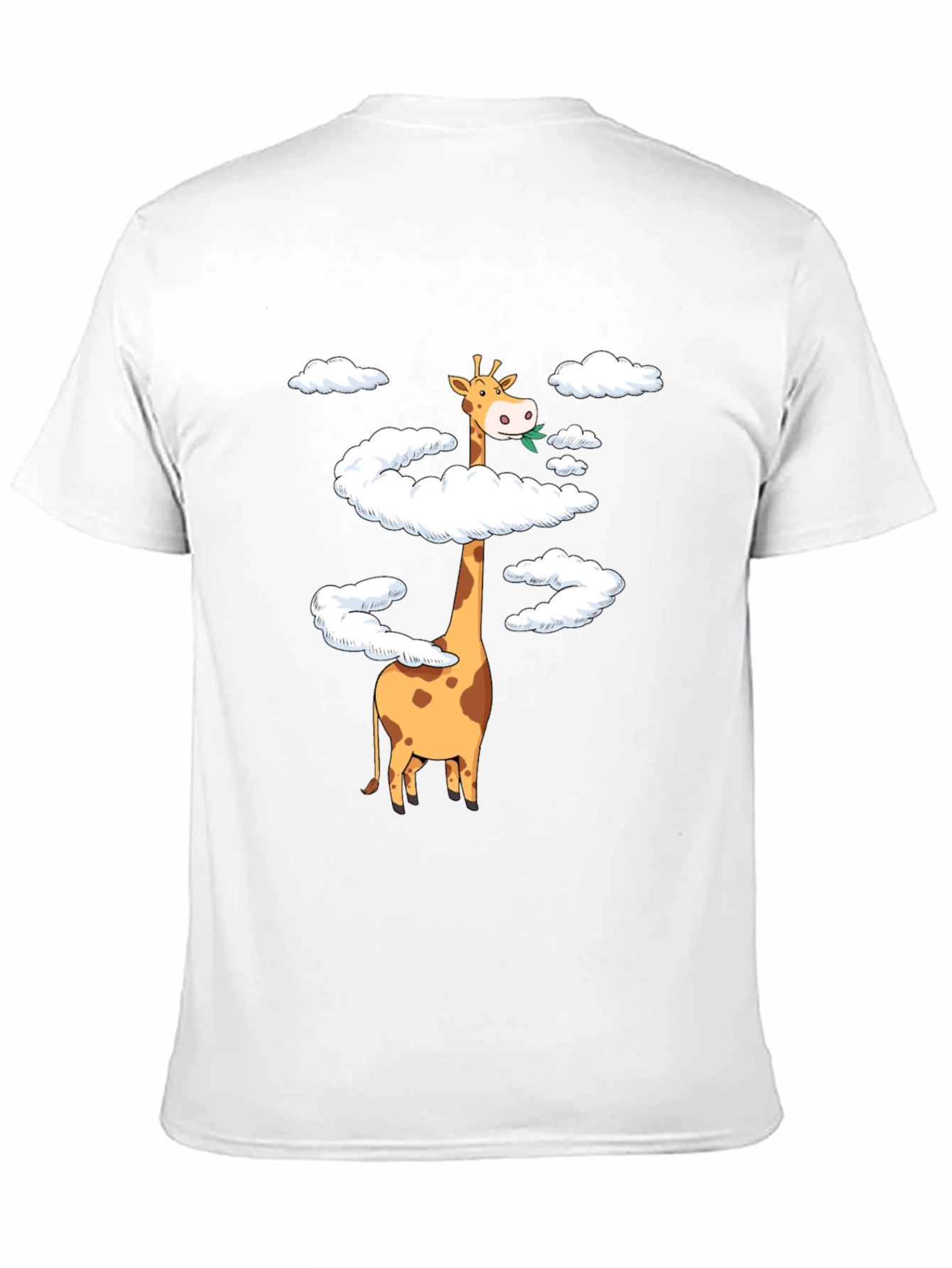Giraffe in Clouds Graphic Tee - Black Cotton T-Shirt