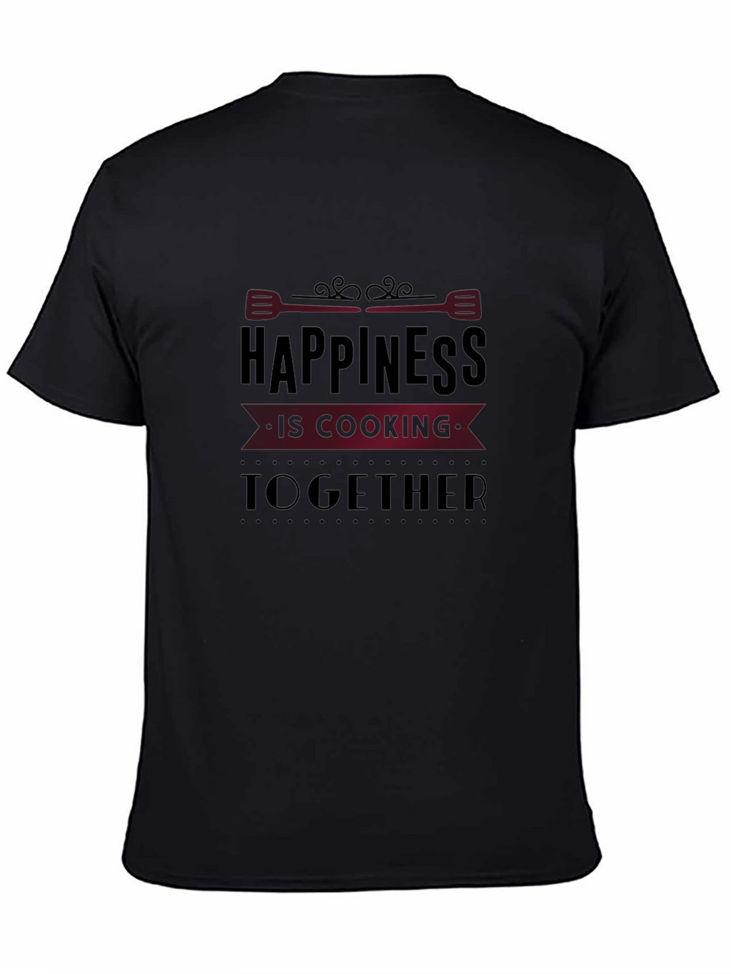 Happiness is Cooking Together Black Graphic Tee