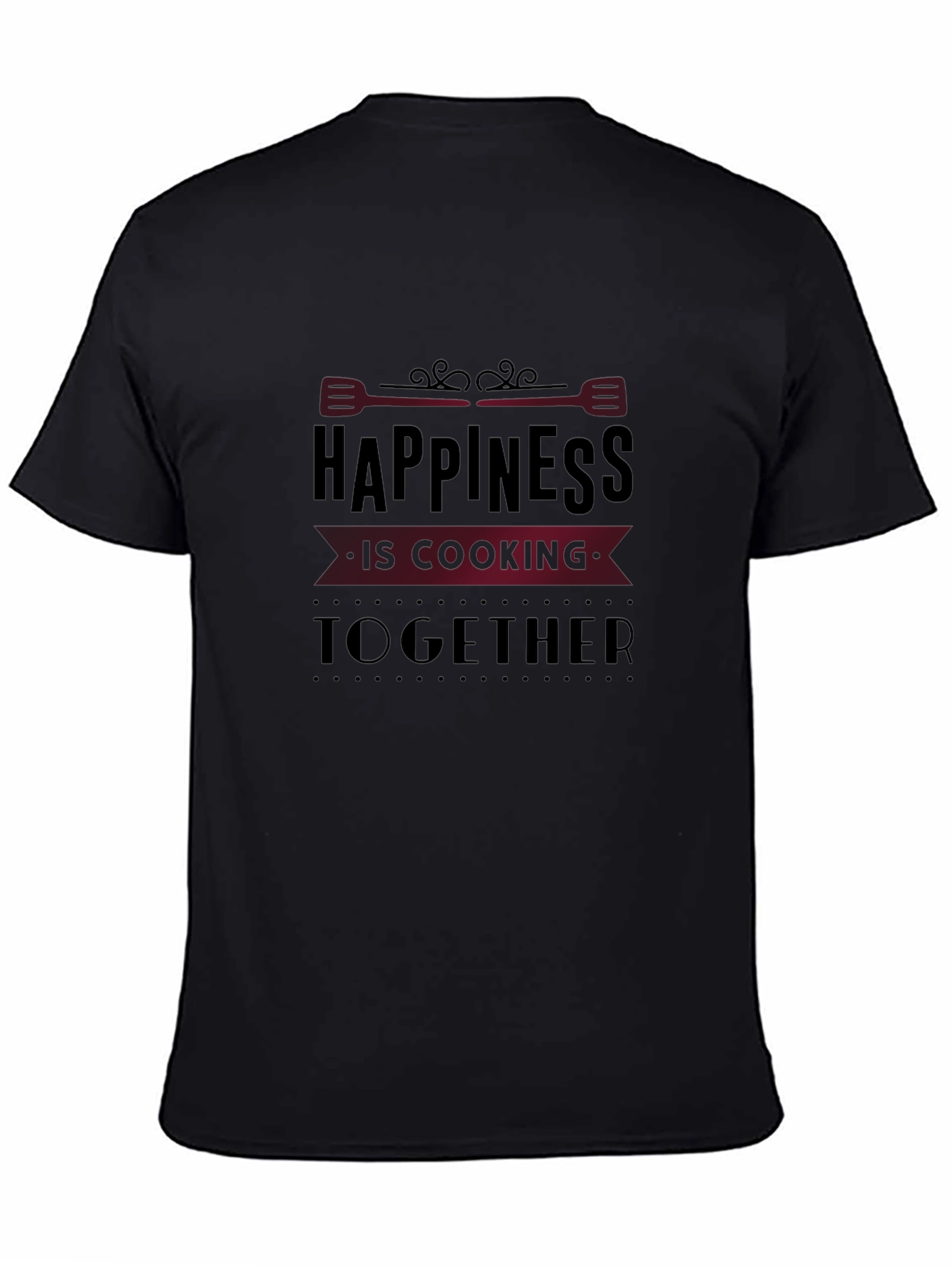 Happiness is Cooking Together Black Graphic Tee