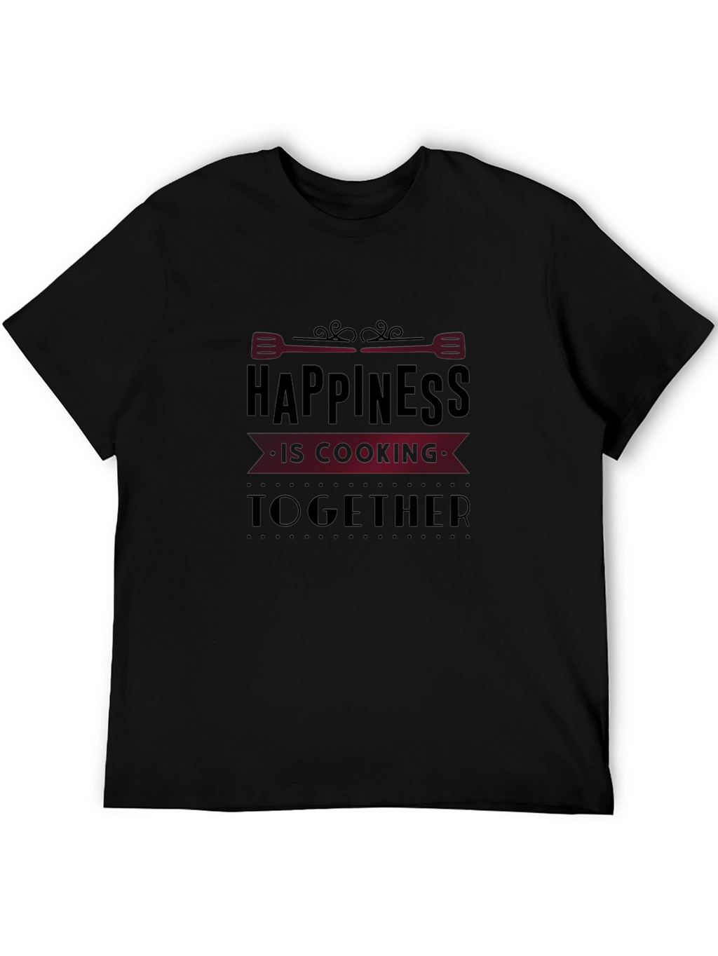 Happiness is Cooking Together Black Graphic Tee