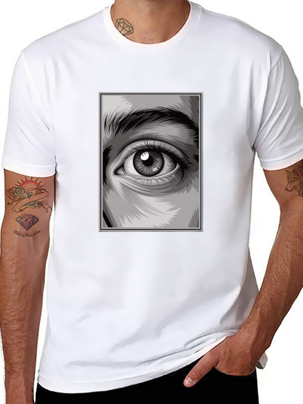 Eye Graphic Black T-Shirt Modern Design