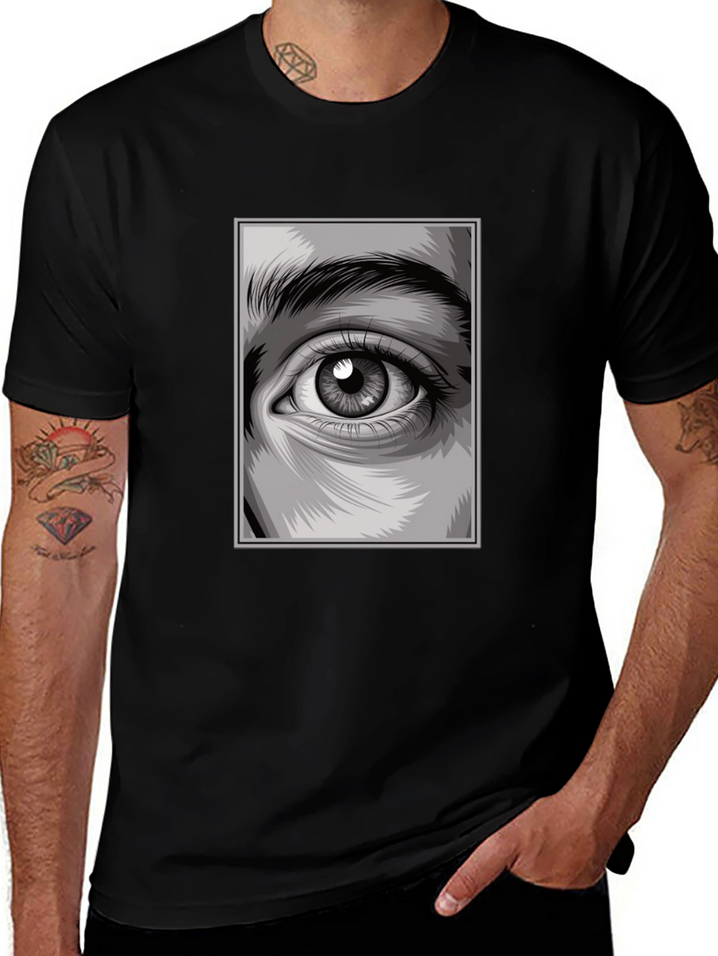 Eye Graphic Black T-Shirt Modern Design