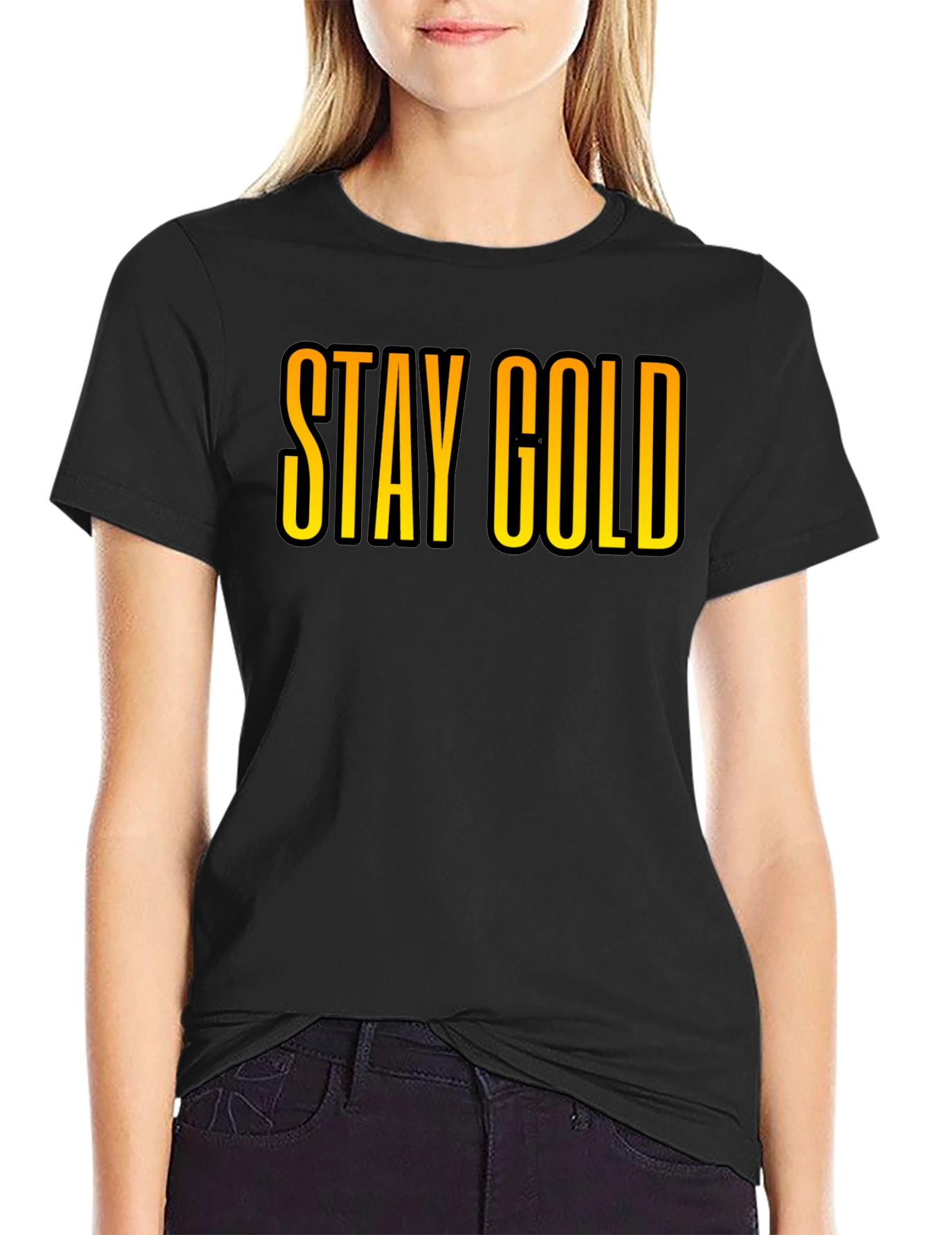 Stay Gold Graphic Tee - Cool Black T-Shirt