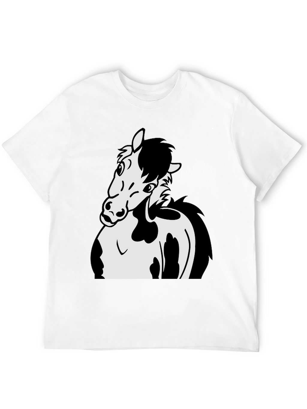 Black Horse Cartoon Graphic T-Shirt