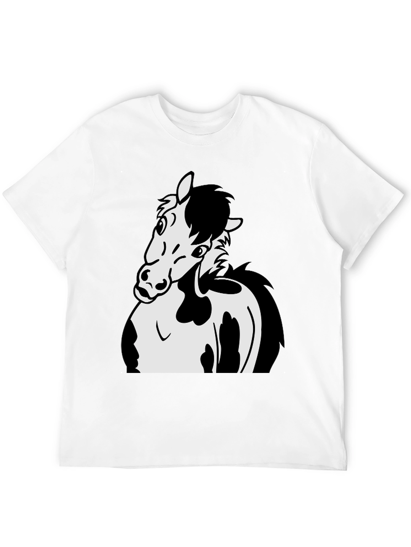 Black Horse Cartoon Graphic T-Shirt