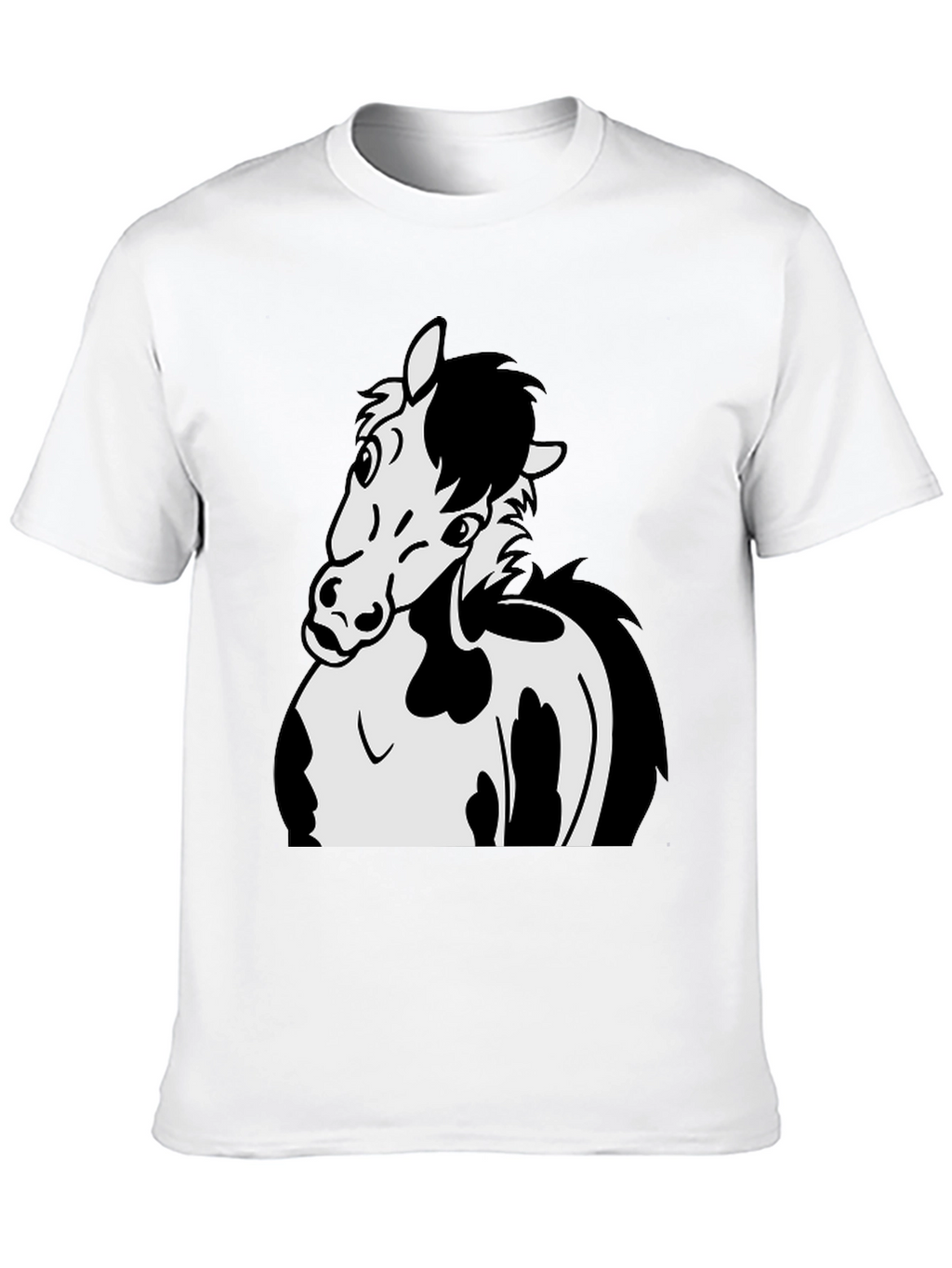 Black Horse Cartoon Graphic T-Shirt