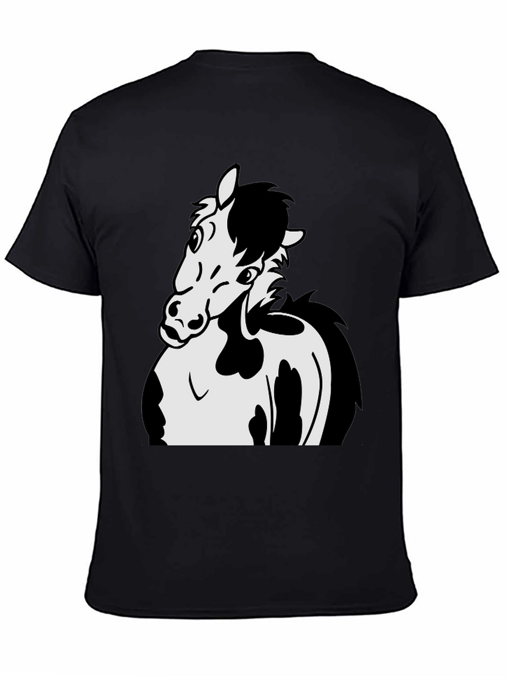 Black Horse Cartoon Graphic T-Shirt
