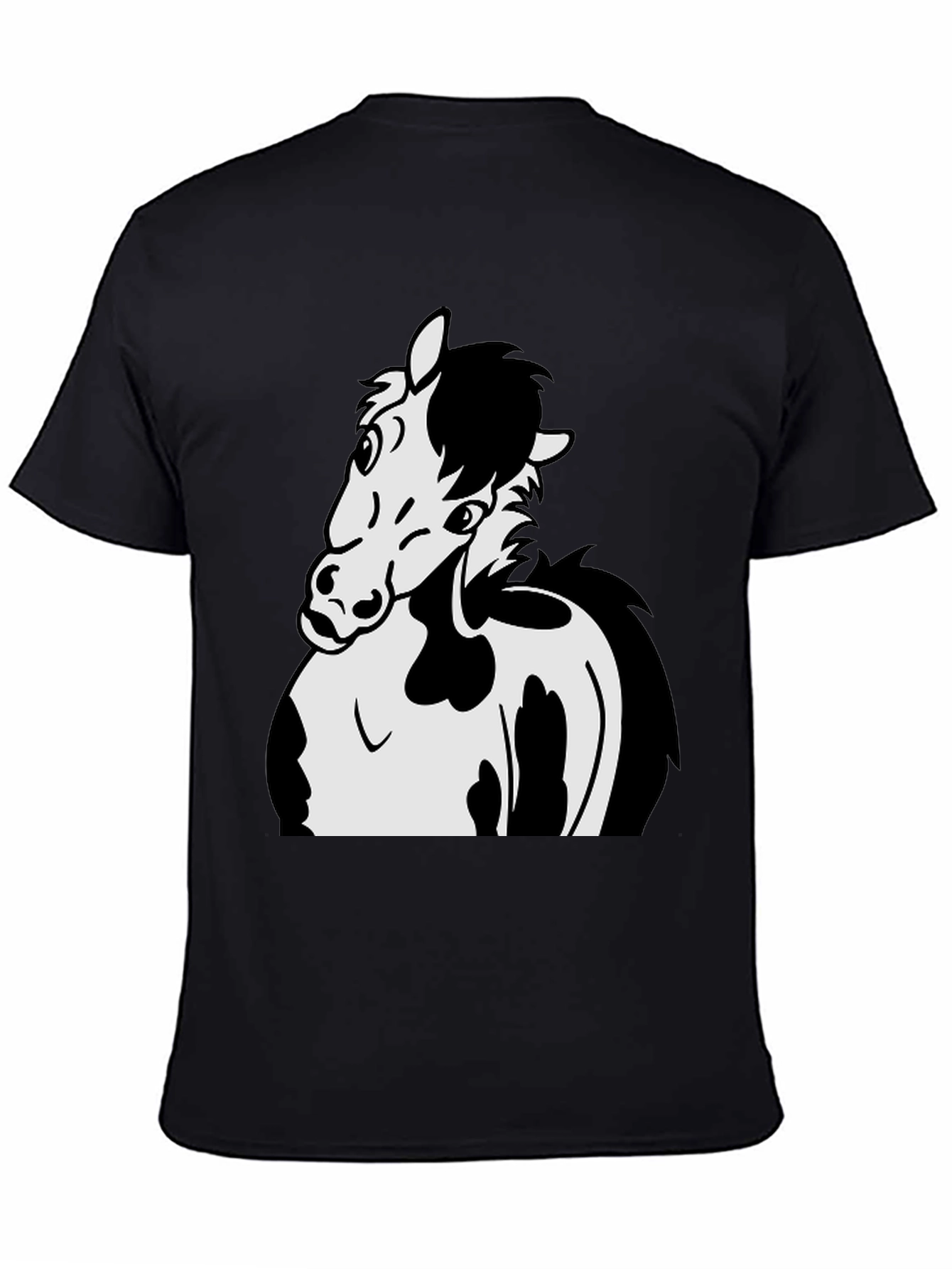 Black Horse Cartoon Graphic T-Shirt