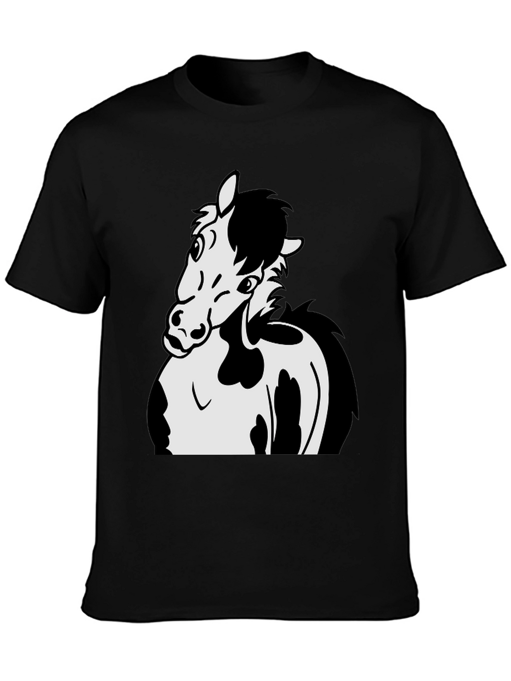 Black Horse Cartoon Graphic T-Shirt