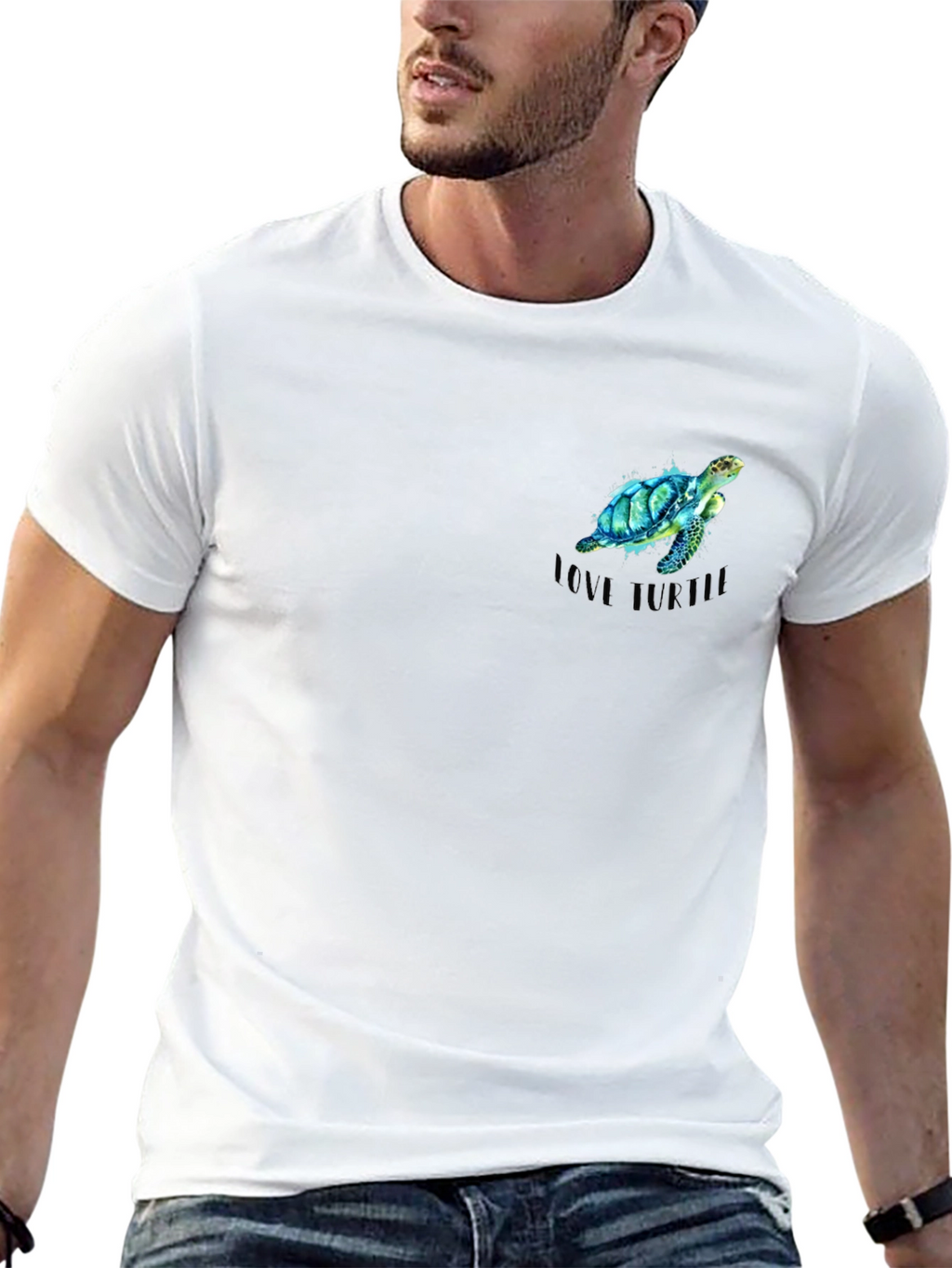 Love Turtle Black T-Shirt - Mens Casual Tee