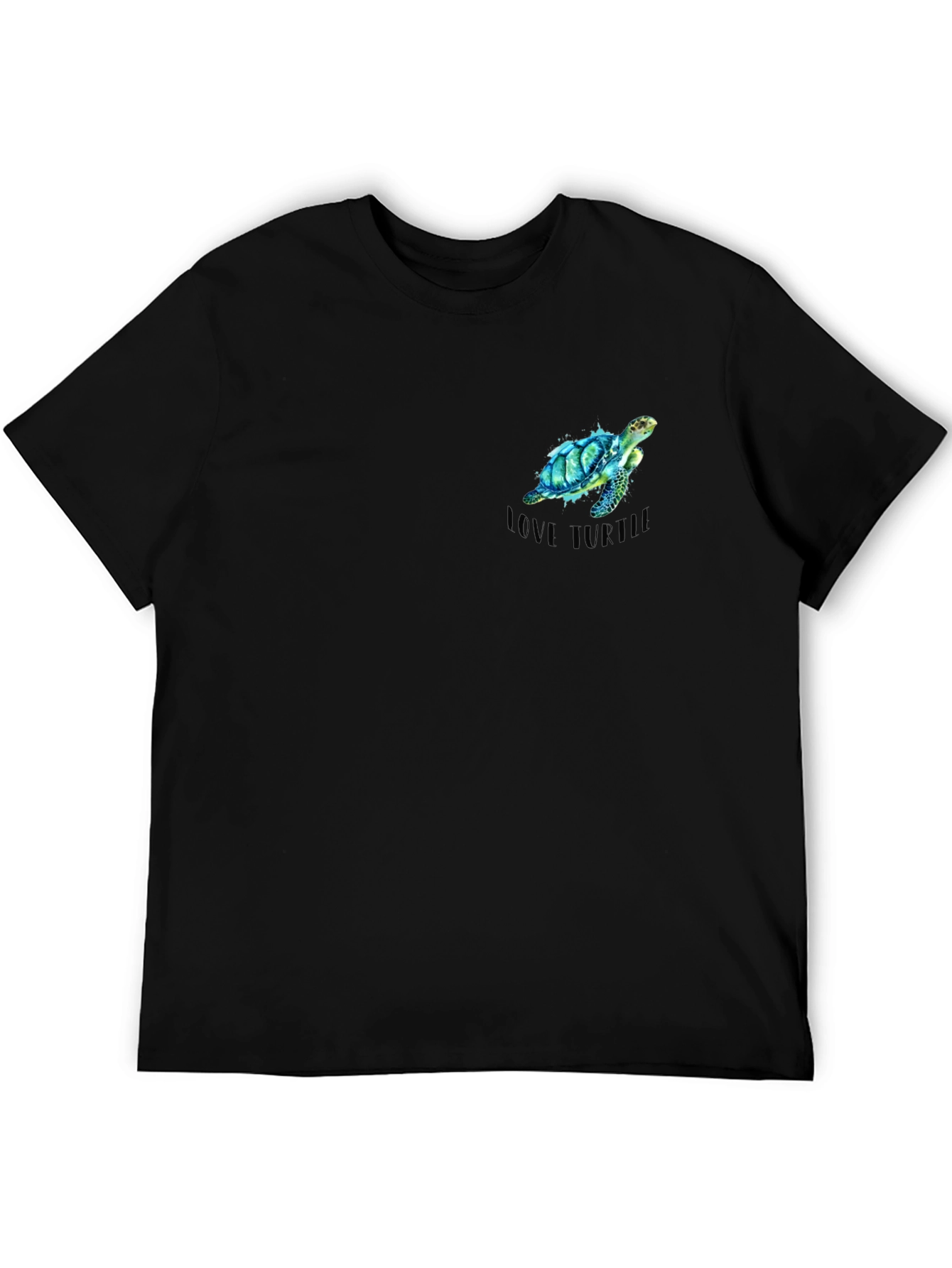 Love Turtle Black T-Shirt - Mens Casual Tee