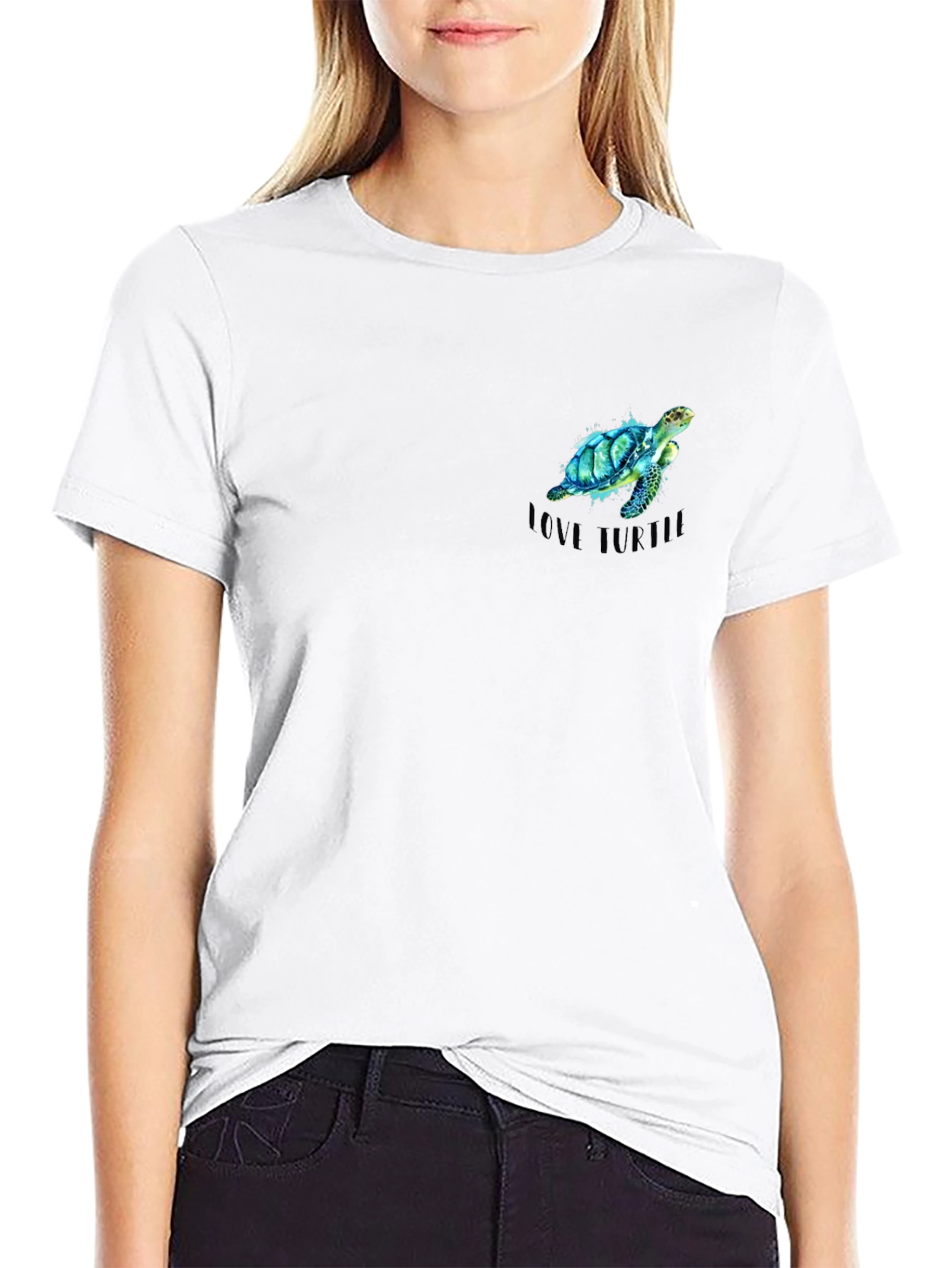 Love Turtle Black T-Shirt - Mens Casual Tee