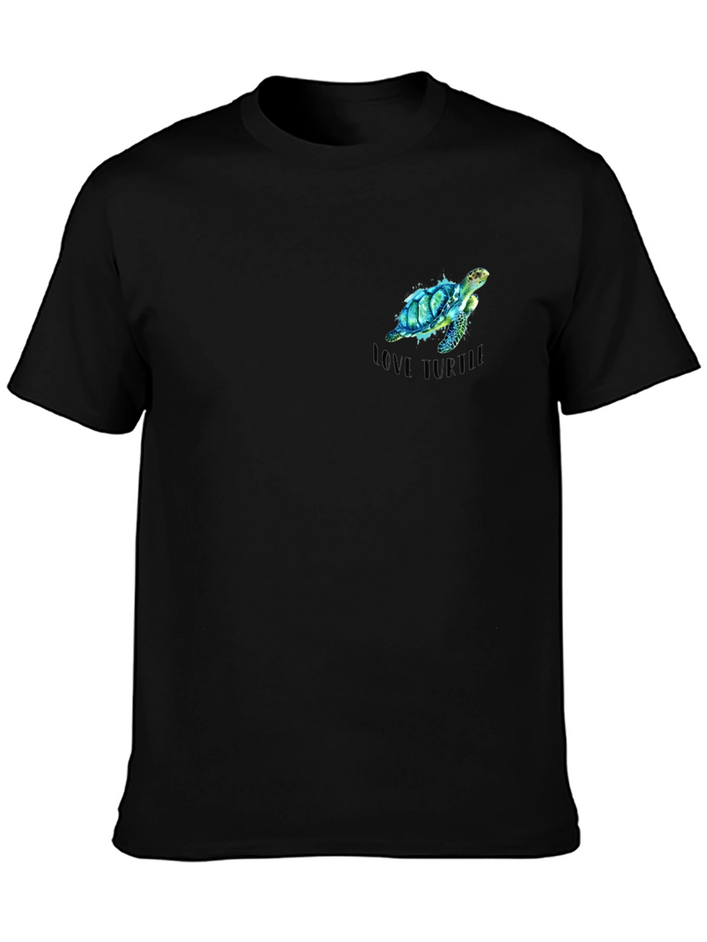 Love Turtle Black T-Shirt - Mens Casual Tee