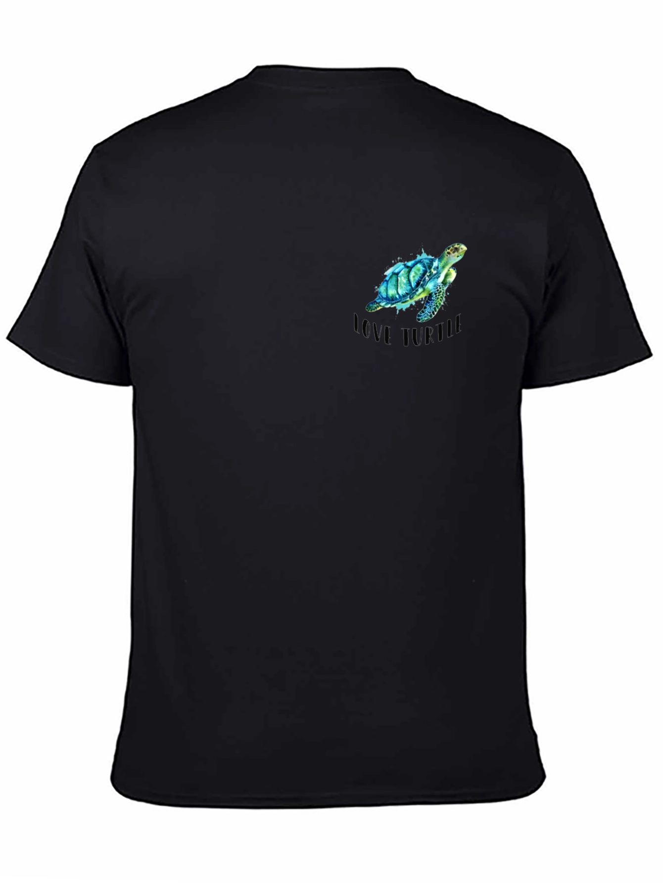 Love Turtle Black T-Shirt - Mens Casual Tee