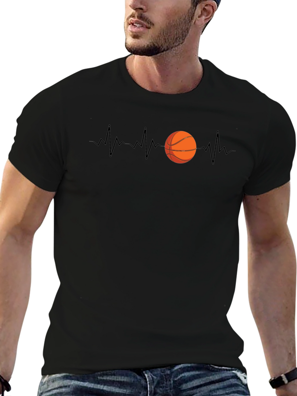 Basketball Heartbeat Graphic Tee - Sports Lover Shirt
