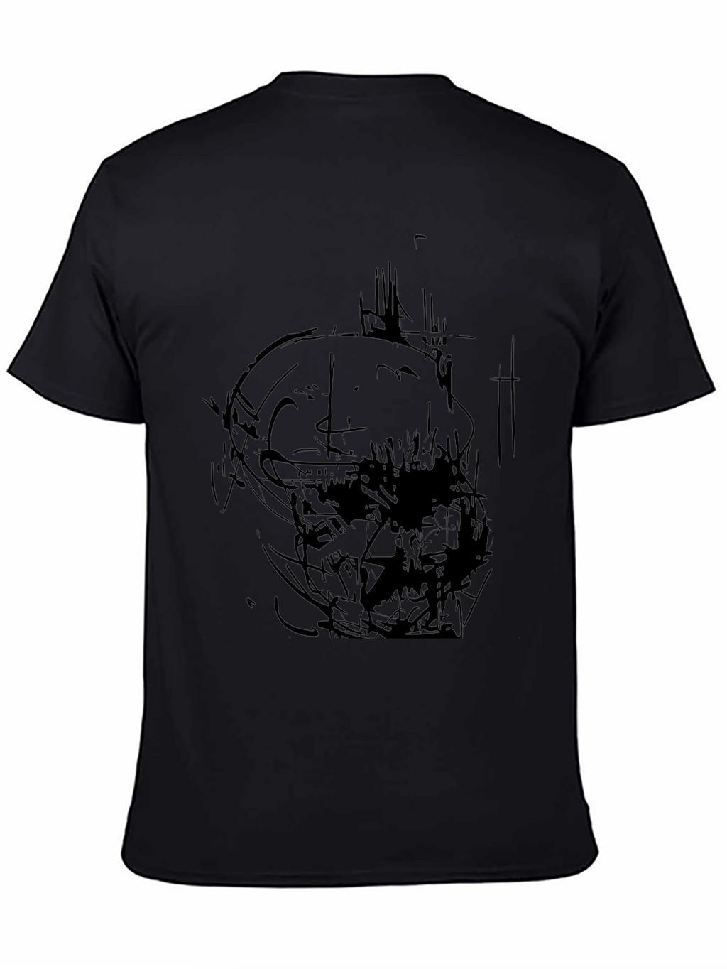 Abstract Skull Graphic Print Black T-Shirt