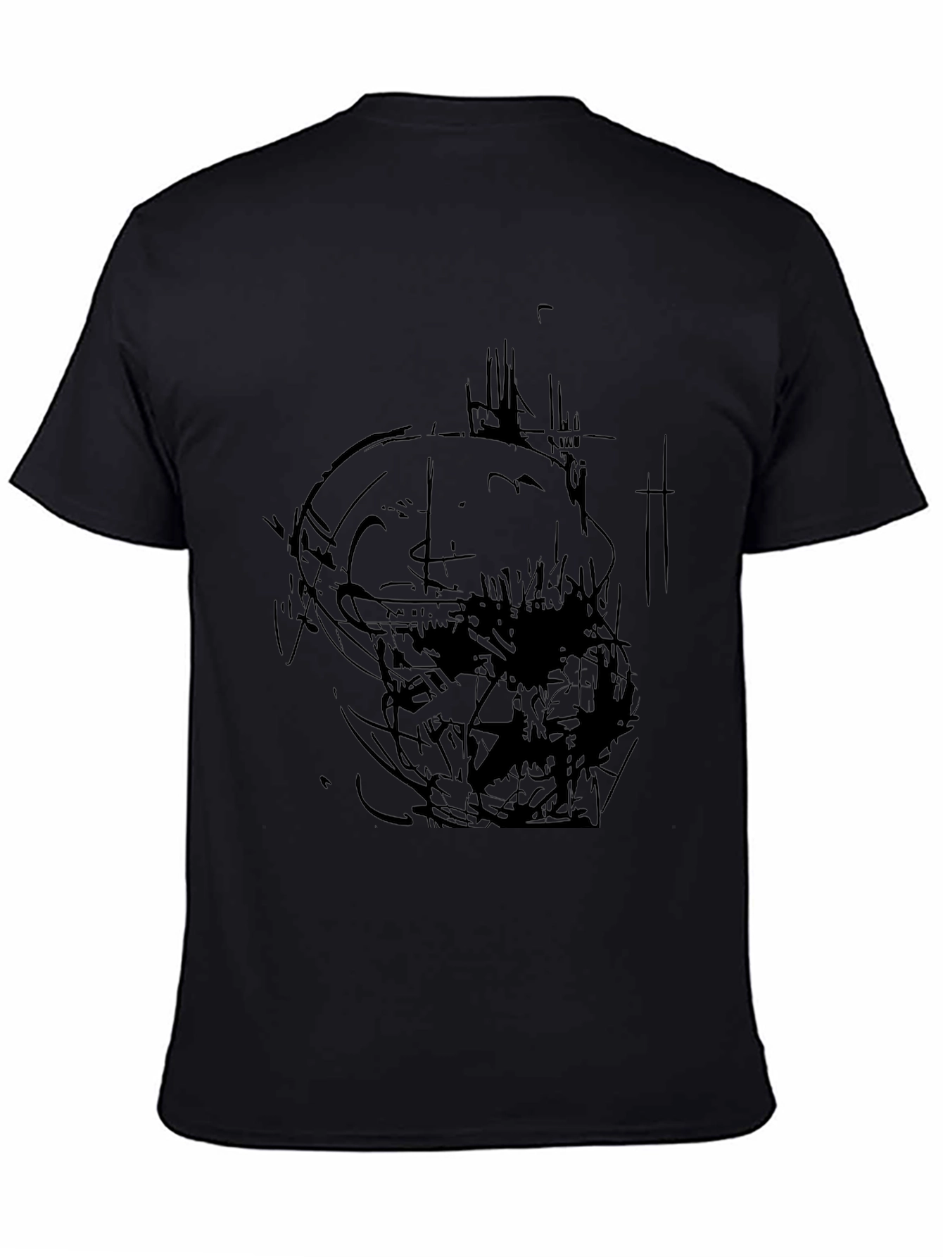 Abstract Skull Graphic Print Black T-Shirt