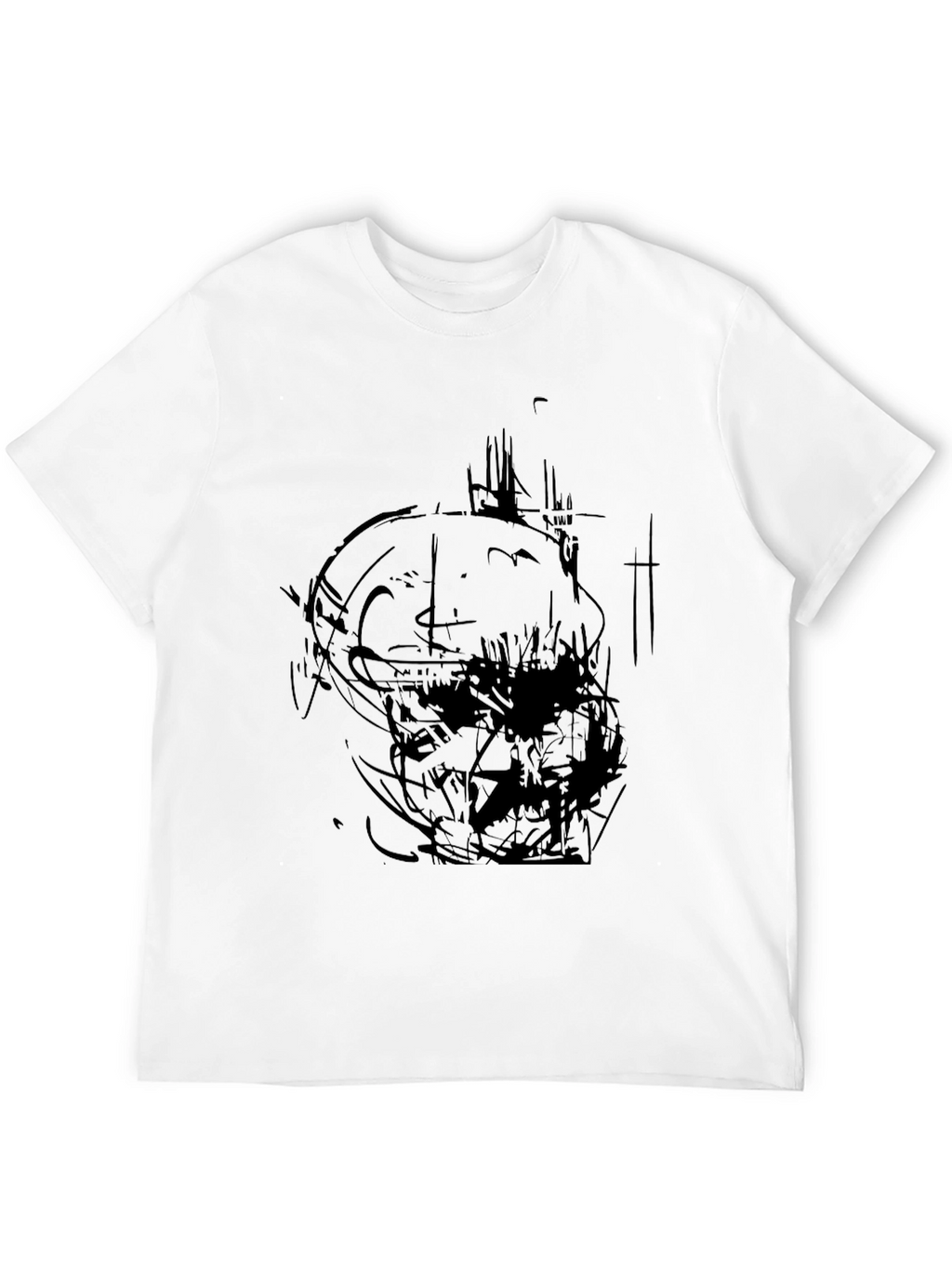 Abstract Skull Graphic Print Black T-Shirt