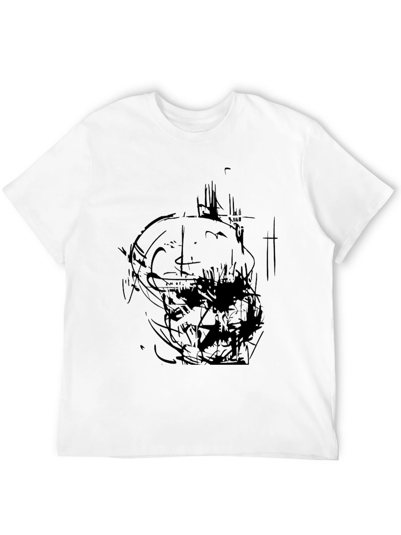 Abstract Skull Graphic Print Black T-Shirt