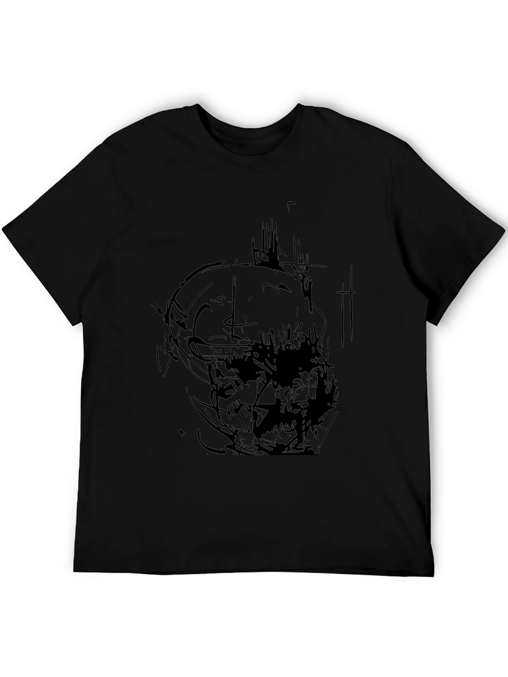 Abstract Skull Graphic Print Black T-Shirt
