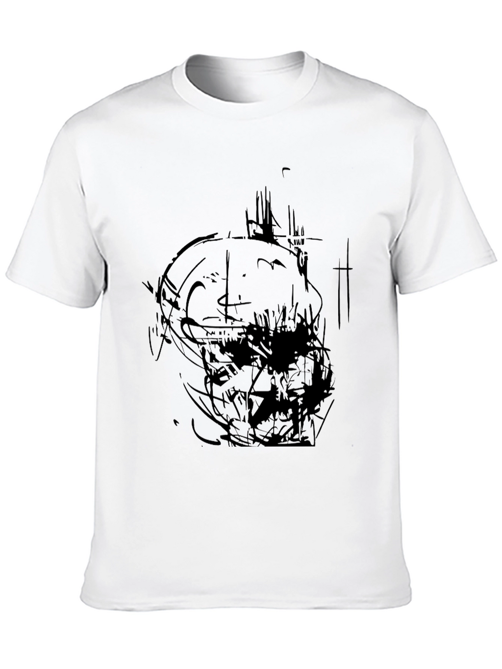 Abstract Skull Graphic Print Black T-Shirt