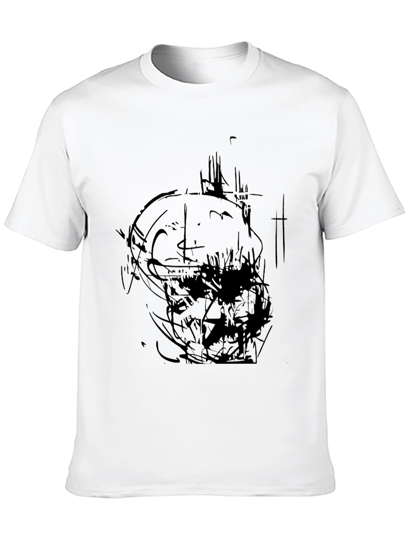 Abstract Skull Graphic Print Black T-Shirt