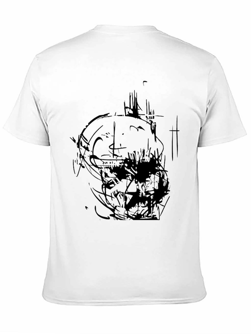 Abstract Skull Graphic Print Black T-Shirt