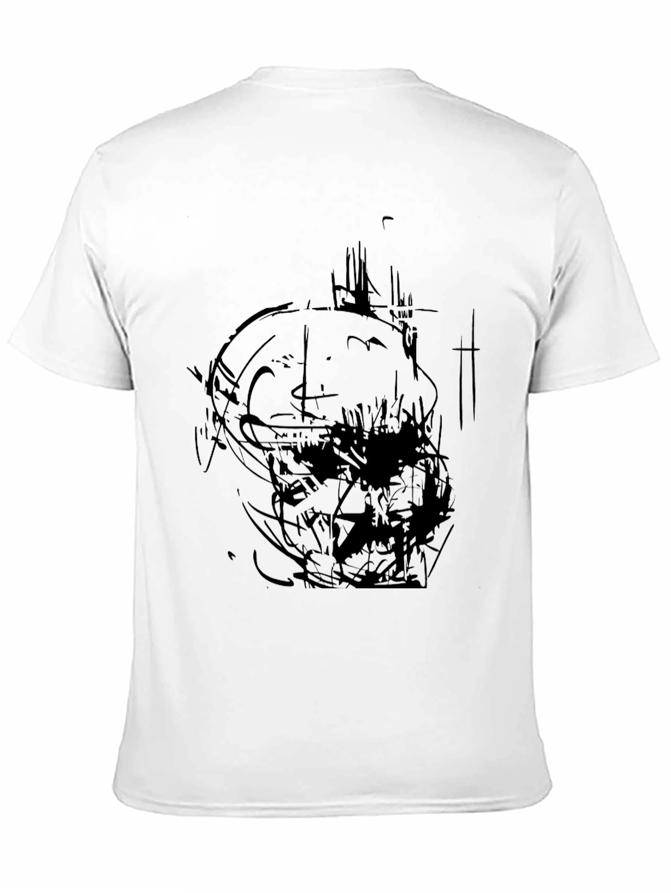 Abstract Skull Graphic Print Black T-Shirt