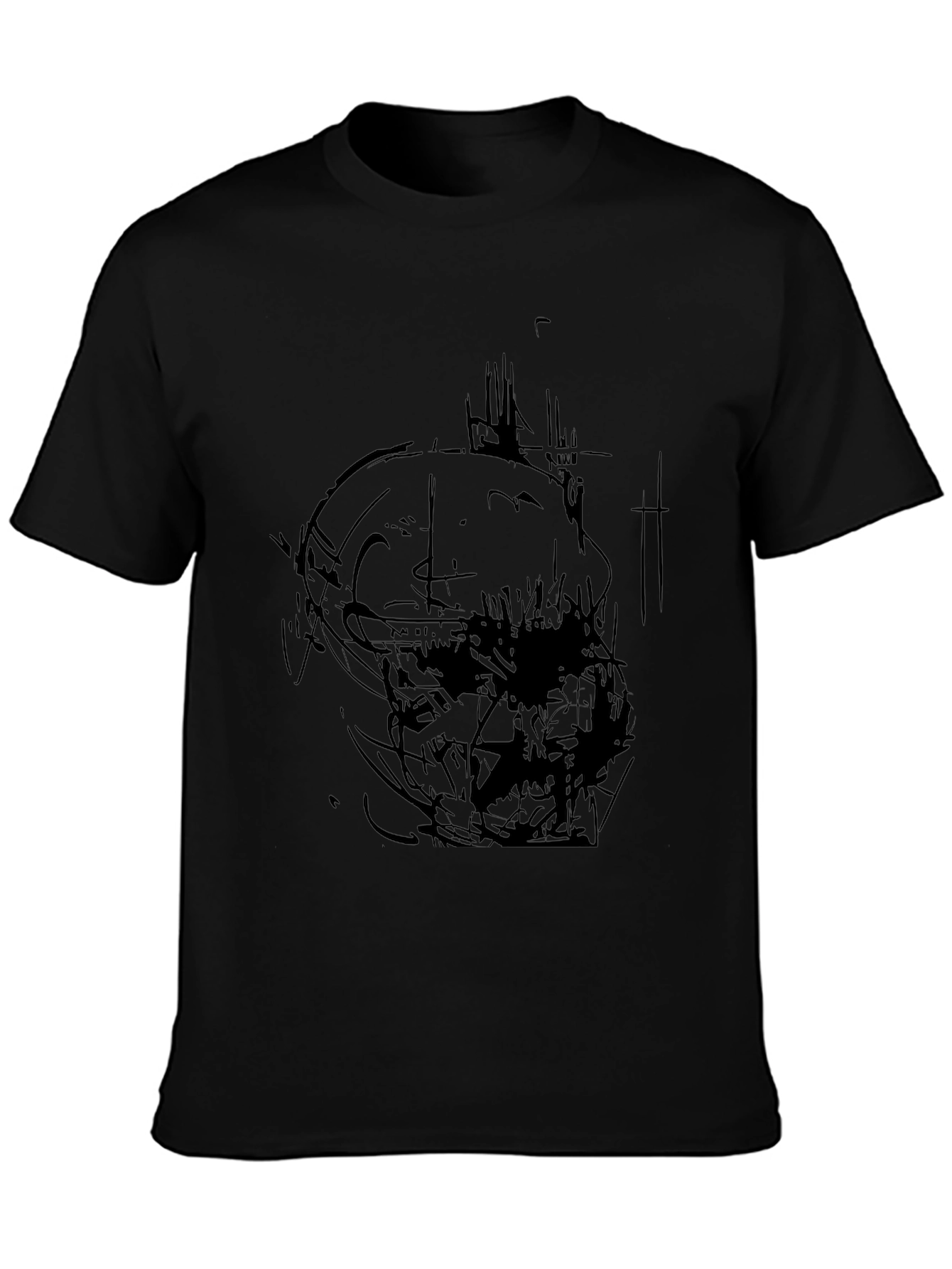 Abstract Skull Graphic Print Black T-Shirt