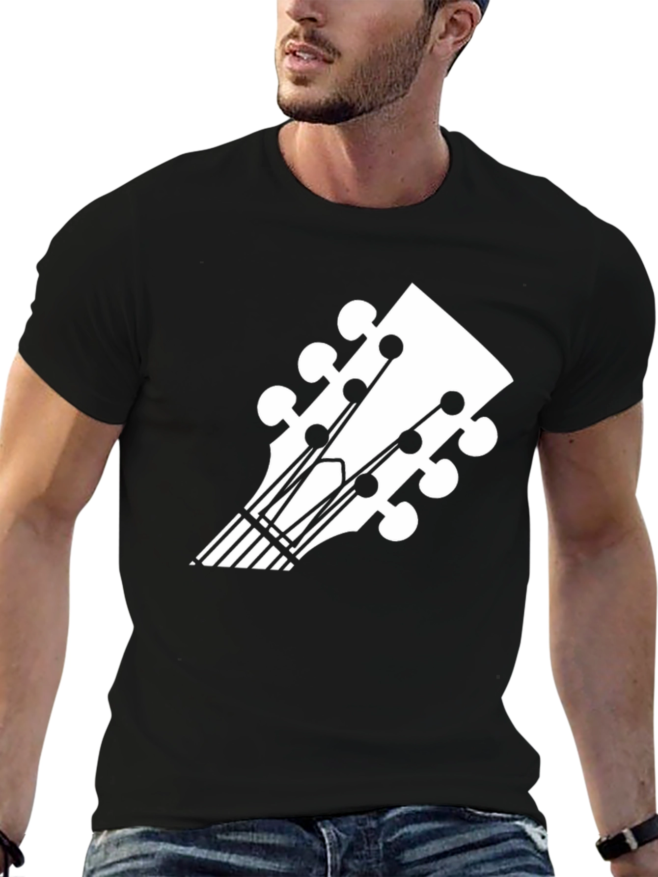 Guitar Headstock Graphic Tee - Music Lovers T-Shirt