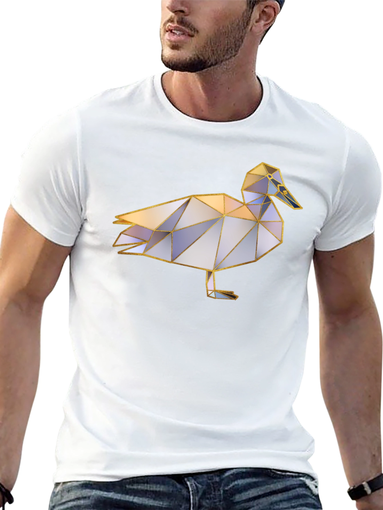 Geometric Duck Graphic Tee - Stylish Black T-Shirt