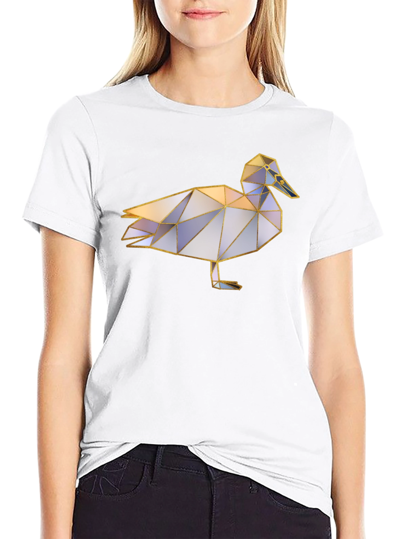 Geometric Duck Graphic Tee - Stylish Black T-Shirt
