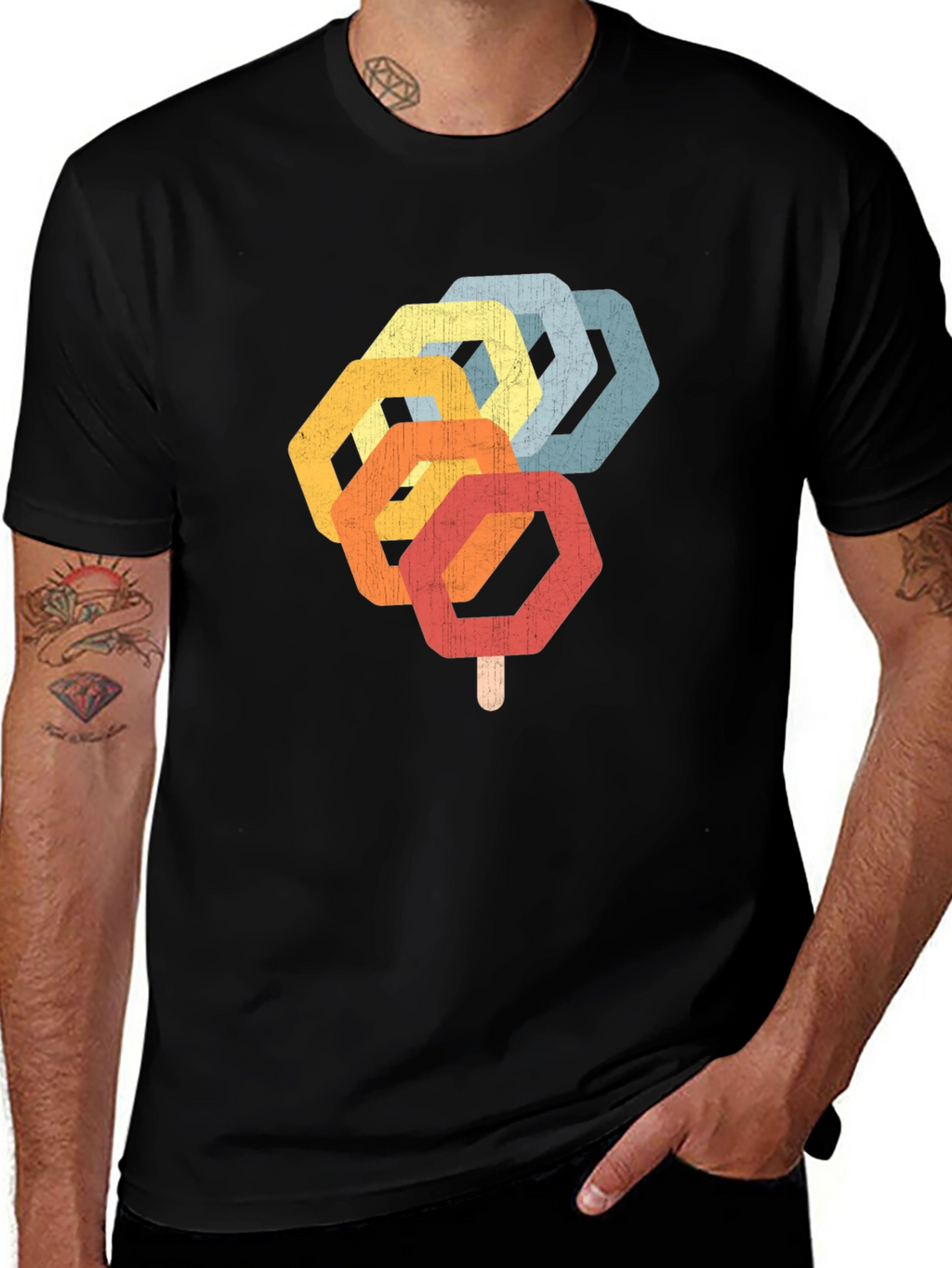 Retro Hexagon Popsicle Graphic T-Shirt