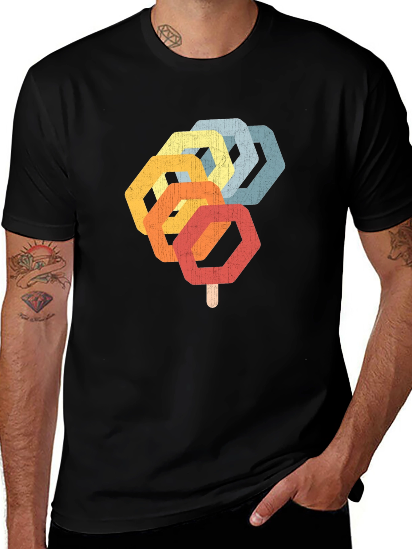 Retro Hexagon Popsicle Graphic T-Shirt