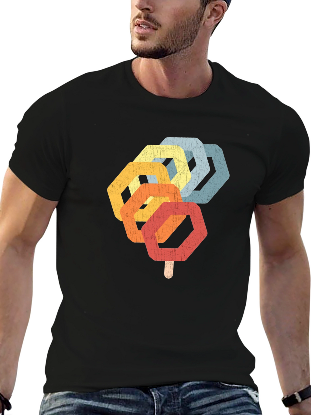 Retro Hexagon Popsicle Graphic T-Shirt