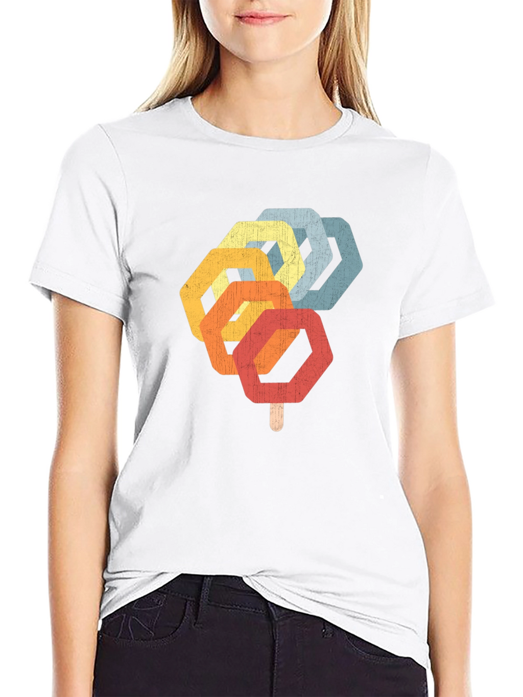 Retro Hexagon Popsicle Graphic T-Shirt