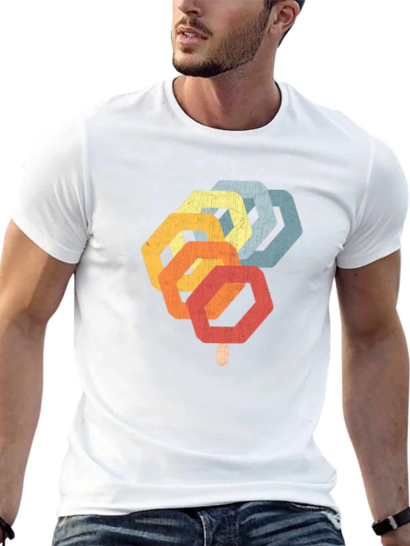 Retro Hexagon Popsicle Graphic T-Shirt