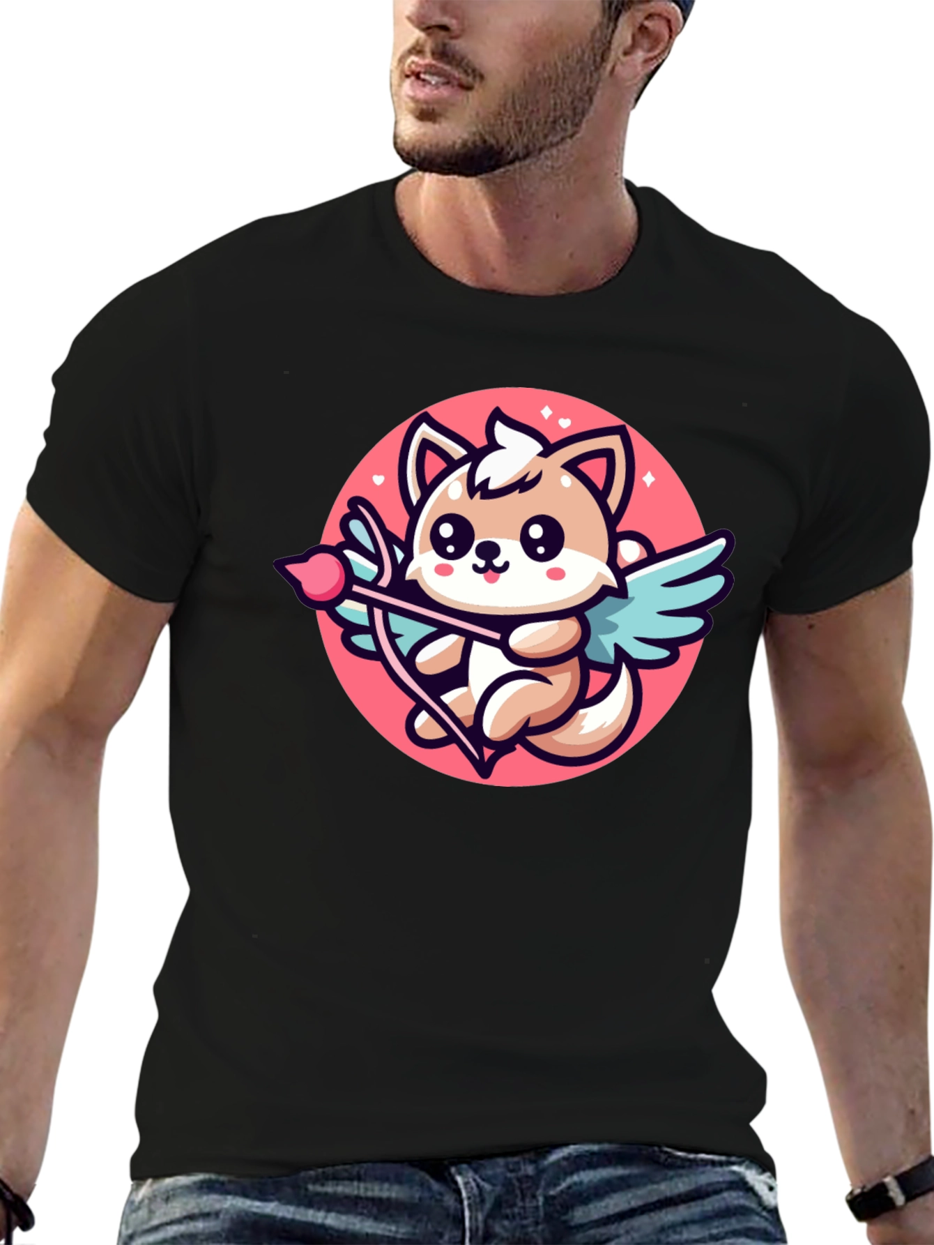 Cute Cupid Dog Graphic T-Shirt - Valentines Day