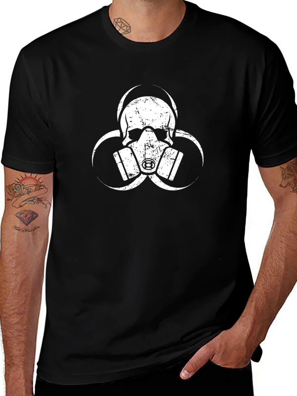 Biohazard Skull Graphic T-Shirt - Black
