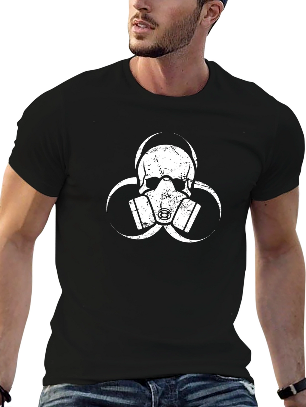 Biohazard Skull Graphic T-Shirt - Black