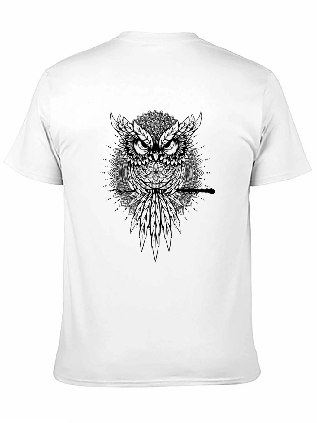 Owl Mandala Graphic Print Mens T-Shirt
