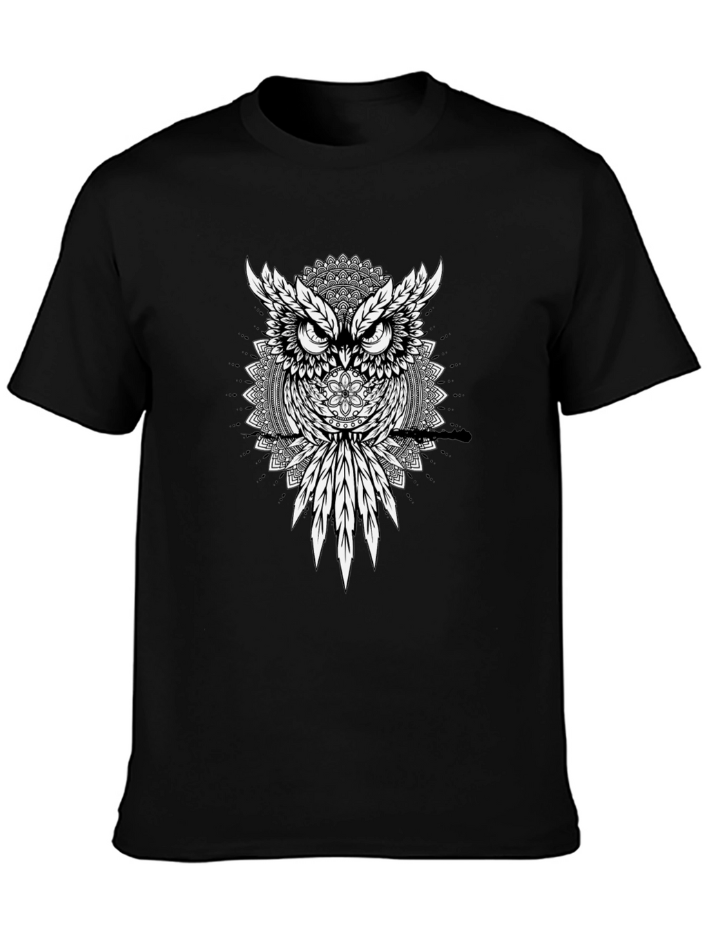 Owl Mandala Graphic Print Mens T-Shirt