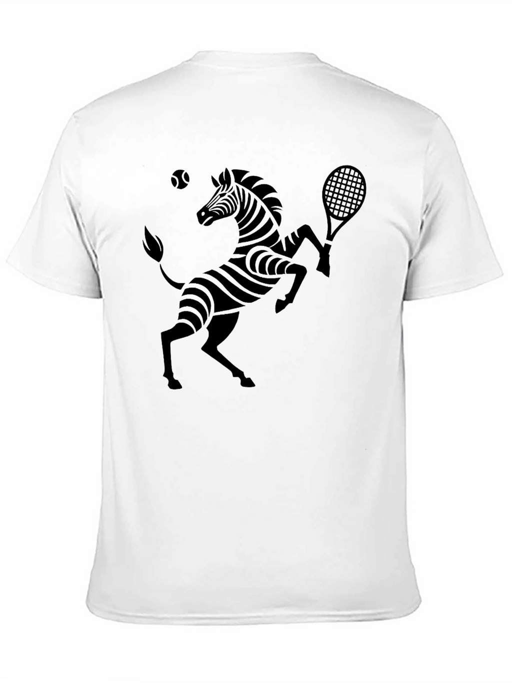 Zebra Tennis Graphic Tee - Black Cotton T-Shirt