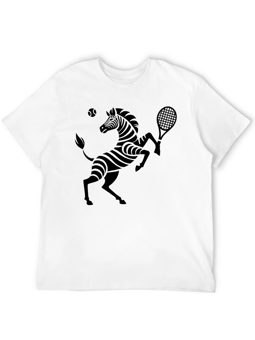 Zebra Tennis Graphic Tee - Black Cotton T-Shirt