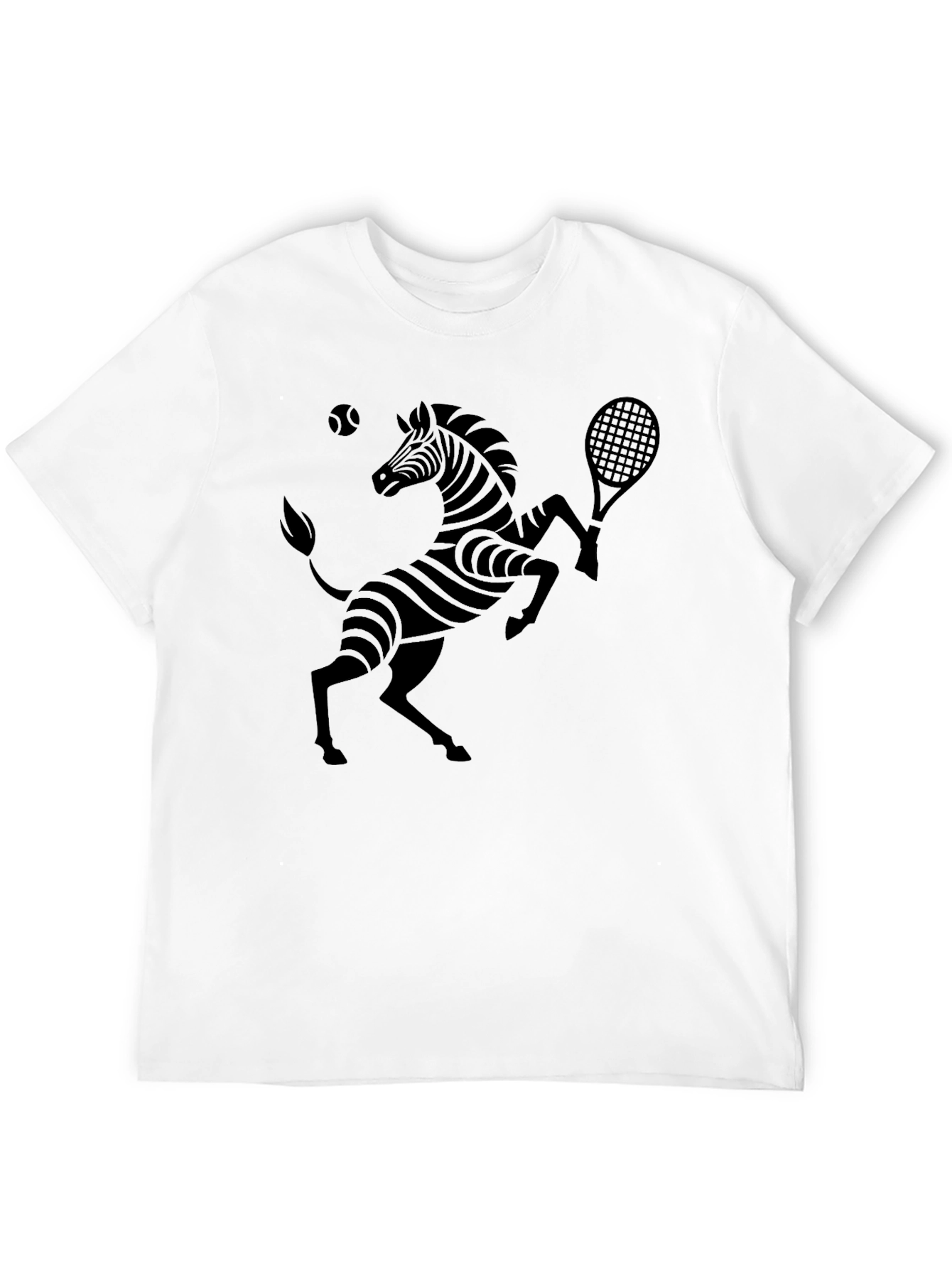 Zebra Tennis Graphic Tee - Black Cotton T-Shirt