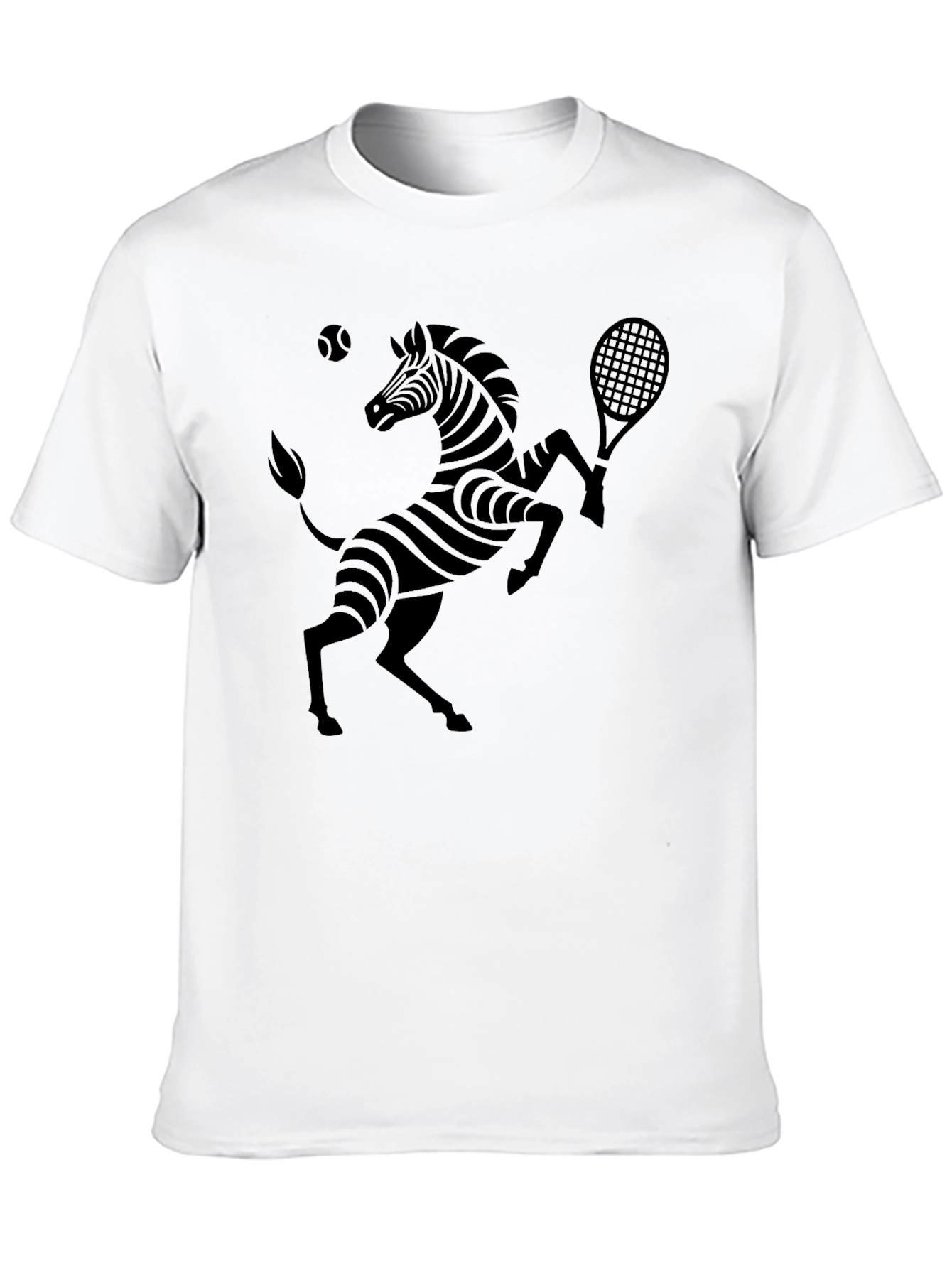 Zebra Tennis Graphic Tee - Black Cotton T-Shirt