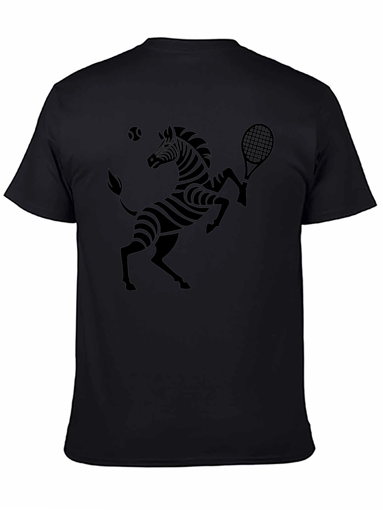Zebra Tennis Graphic Tee - Black Cotton T-Shirt