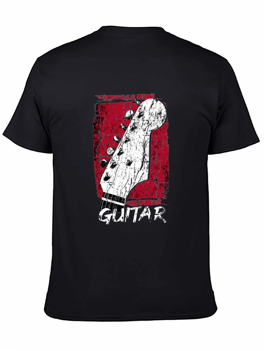Retro Guitar Headstock Graphic T-Shirt - Black