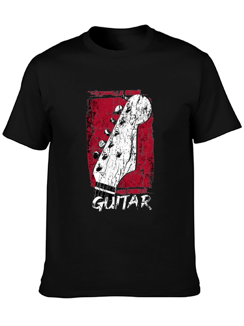Retro Guitar Headstock Graphic T-Shirt - Black