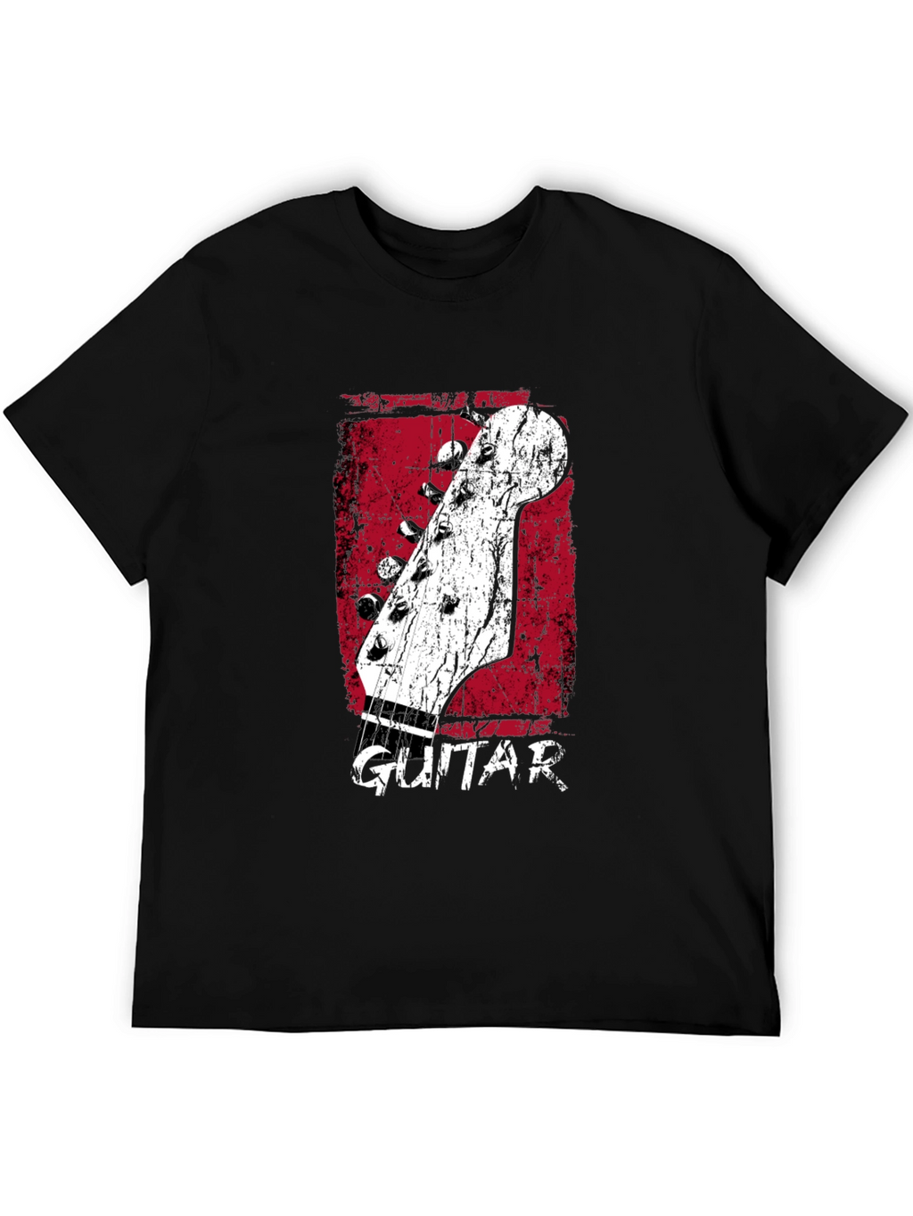 Retro Guitar Headstock Graphic T-Shirt - Black